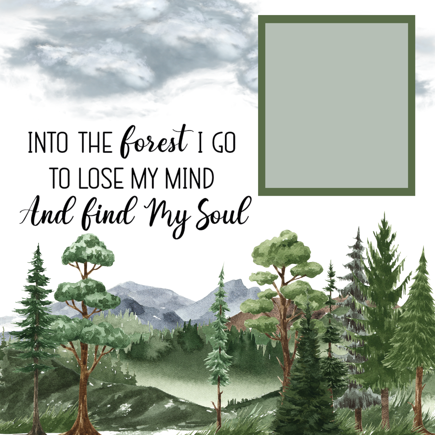 Into The Forest I Go Premade Scrapbook Page 12x12