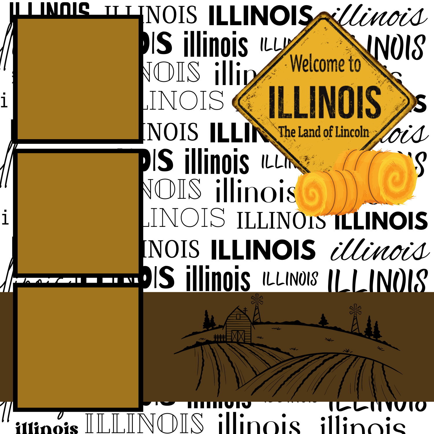 Illinois Premade Scrapbook Page 12x12
