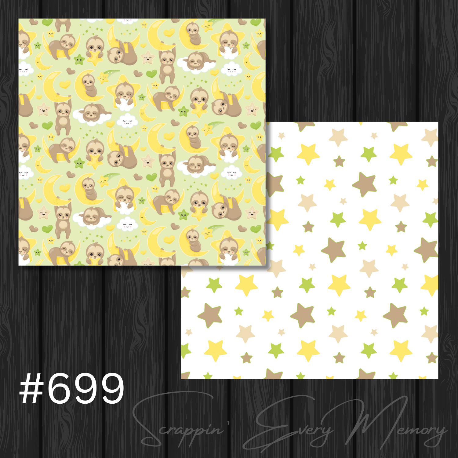 Sloths #699 Coordinating Scrapbook Papers