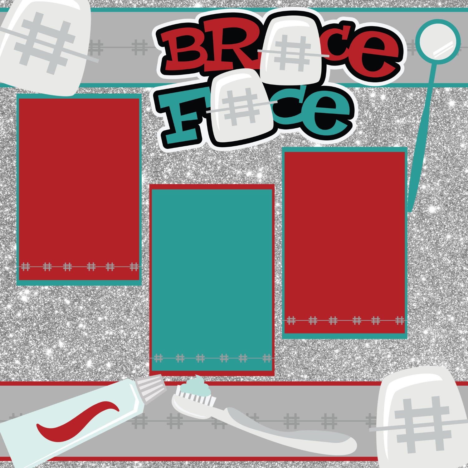 Brace Face Premade Scrapbook Page 12x