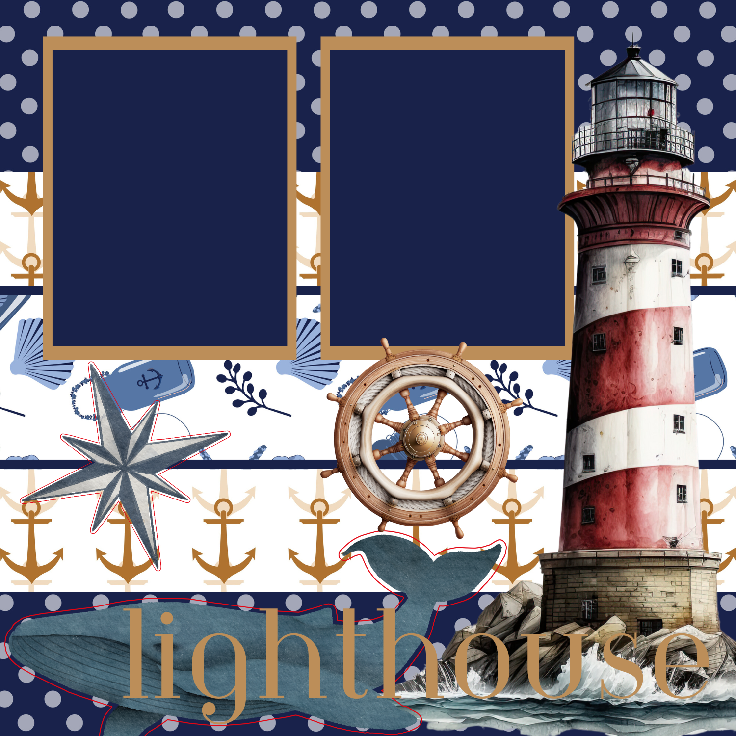 Lighthouse Premade Scrapbook Page 12x12