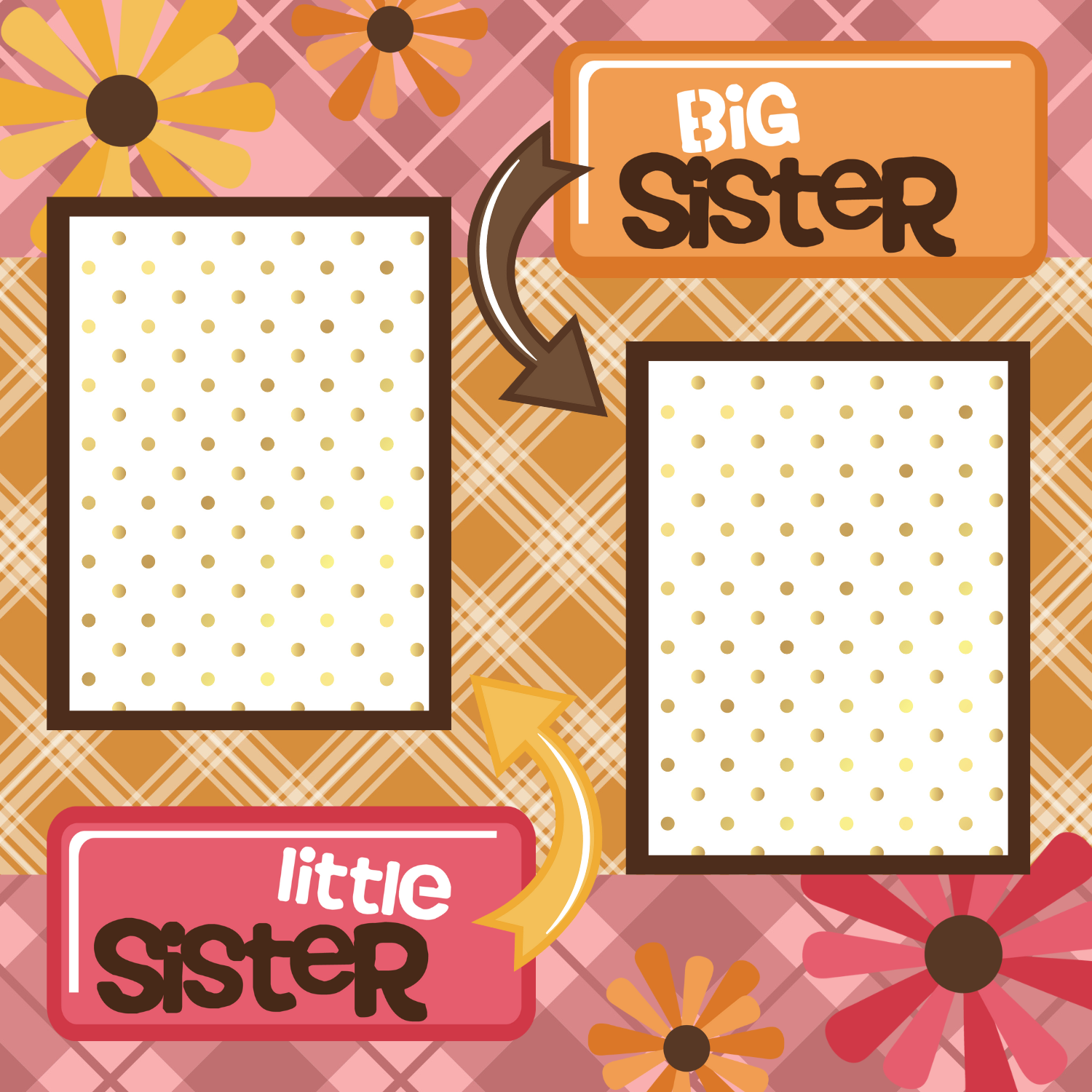Big Sister Little Sister Premade Scrapbook Page 12x12
