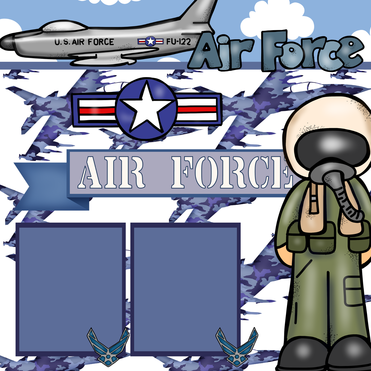 Air Force Premade Scrapbook Page 12x12