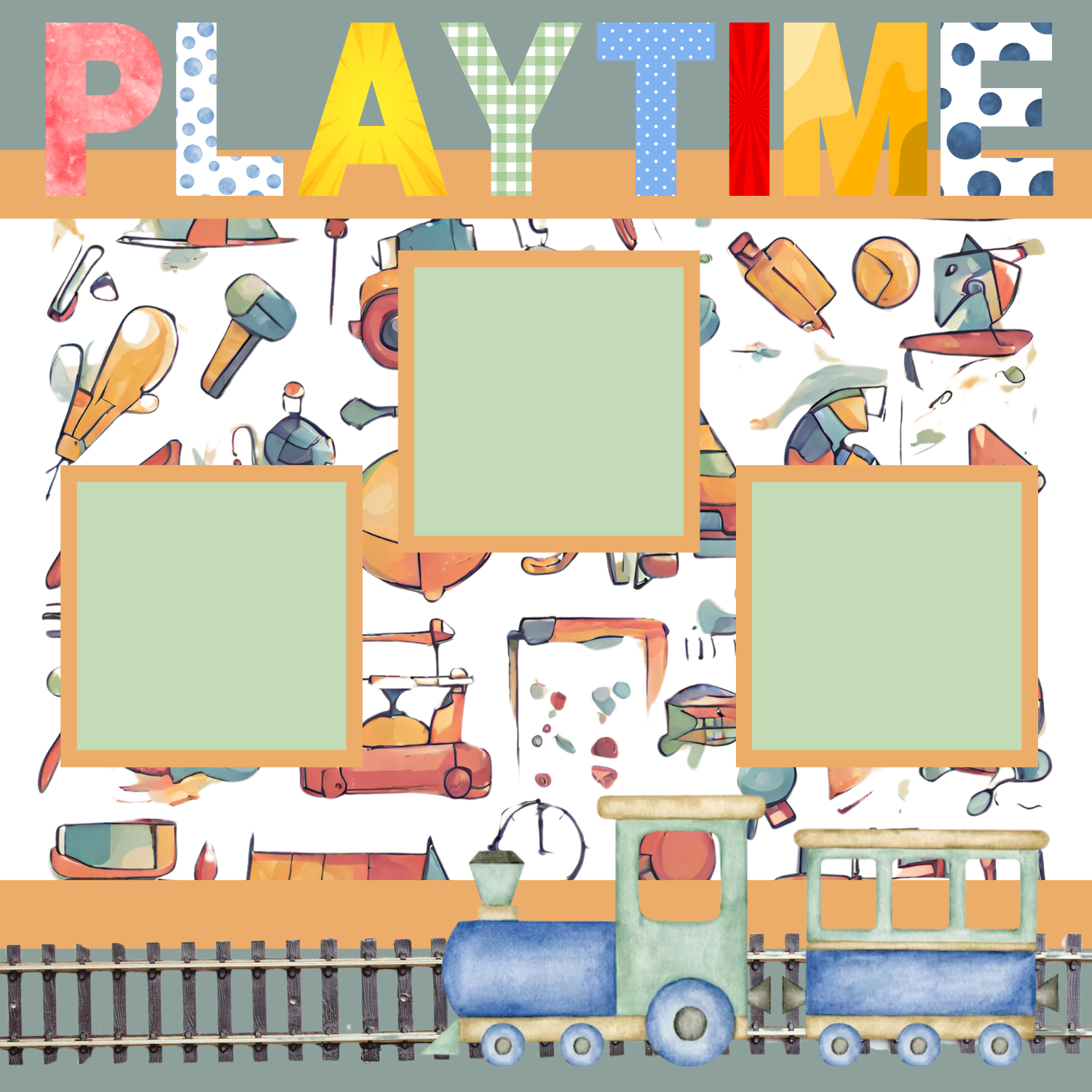 Playtime Premade Scrapbook Page 12x12
