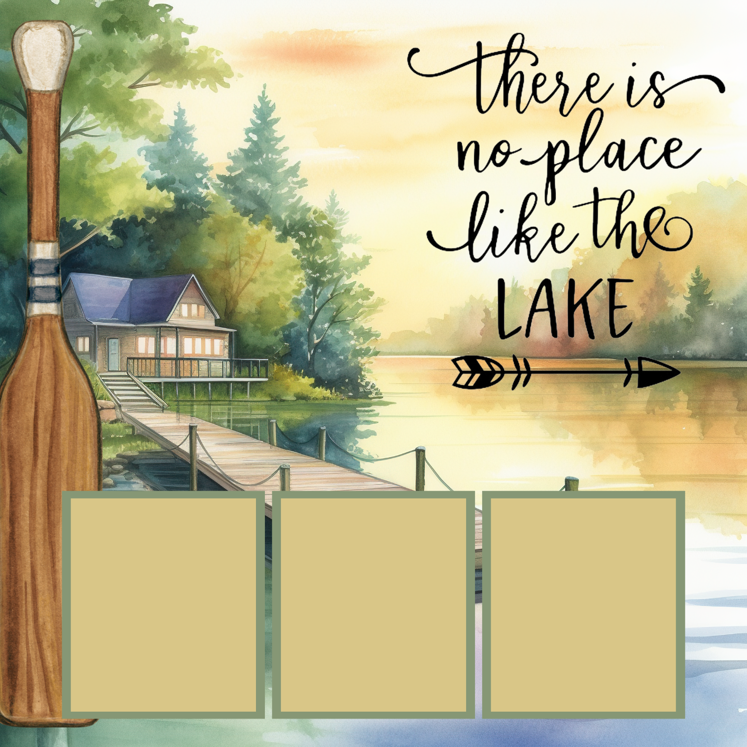 There Is No Place Like The Lake Premade Scrapbook Page 12x12