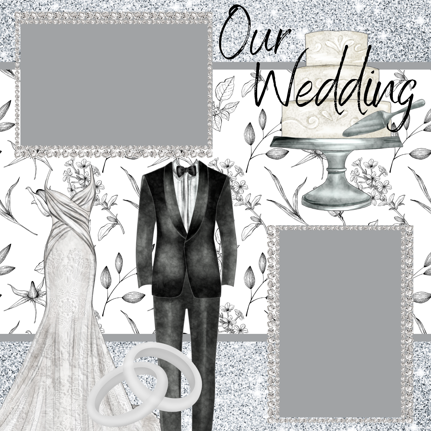 Our Wedding Premade Scrapbook Page 12x12