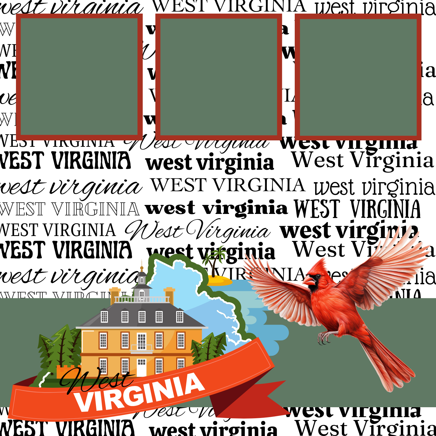 West Virginia Premade Scrapbook Page 12x12