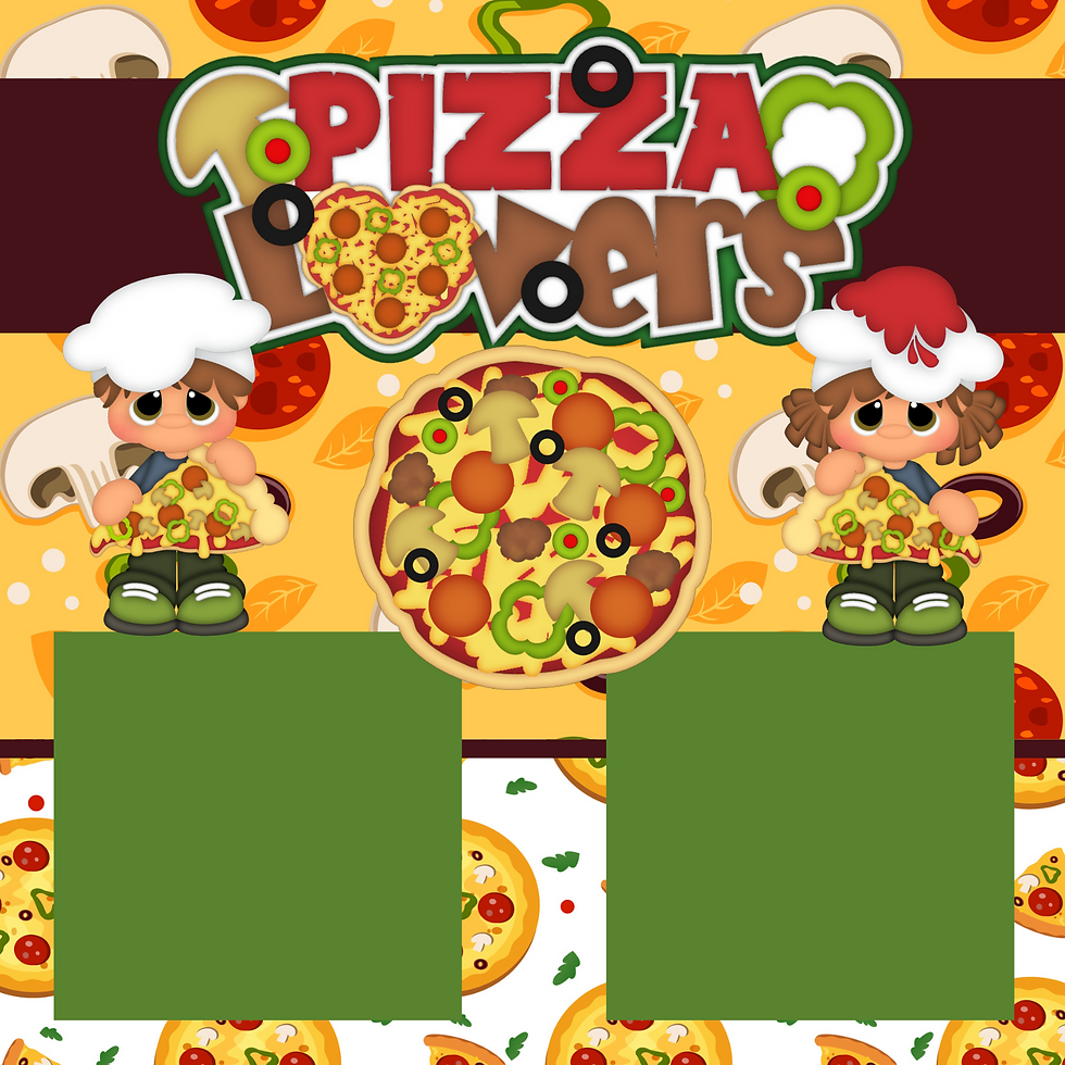 Pizza Lovers Premade Scrapbook Page 12x12