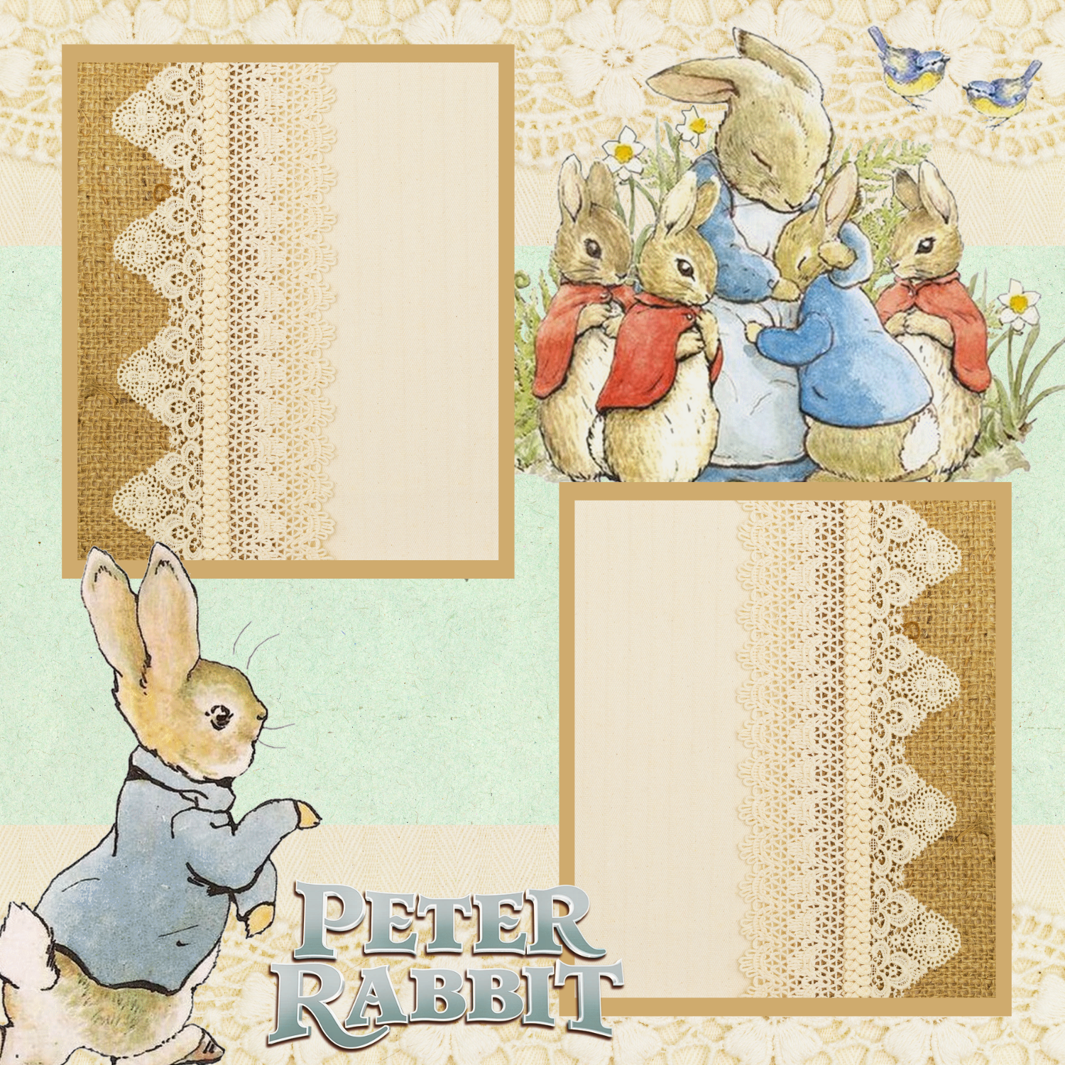 Peter Rabbit Premade Scrapbook Page 12x12