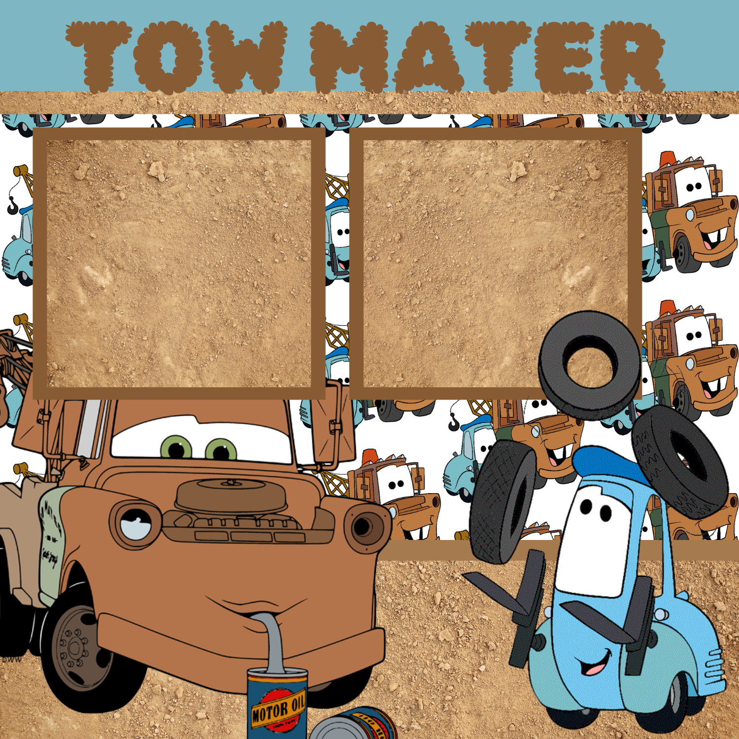 Tow Mater Premade Scrapbook Page 12x12