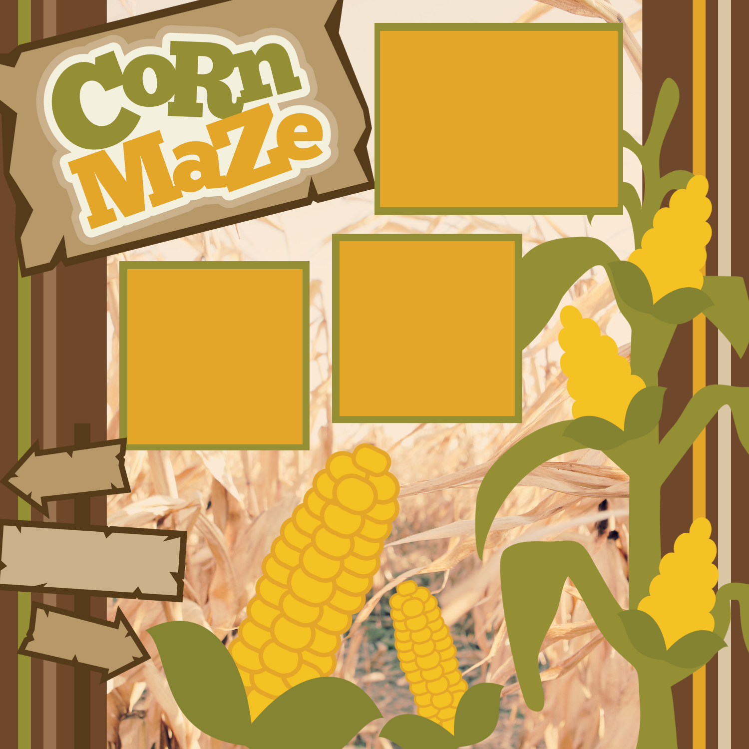 Corn Maze Premade Scrapbook Page 12x