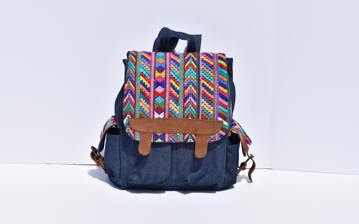 Huipil Bookbag: Blue Denim