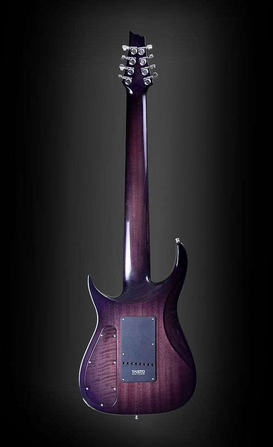 V25-FX8 Skyfire 8-string hardtail custom guitar with purple finish. First guitar was made for Samuli Federley.