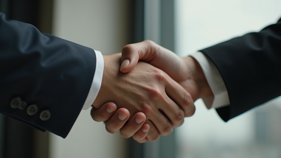 Close-up of two hands shaking in agreement