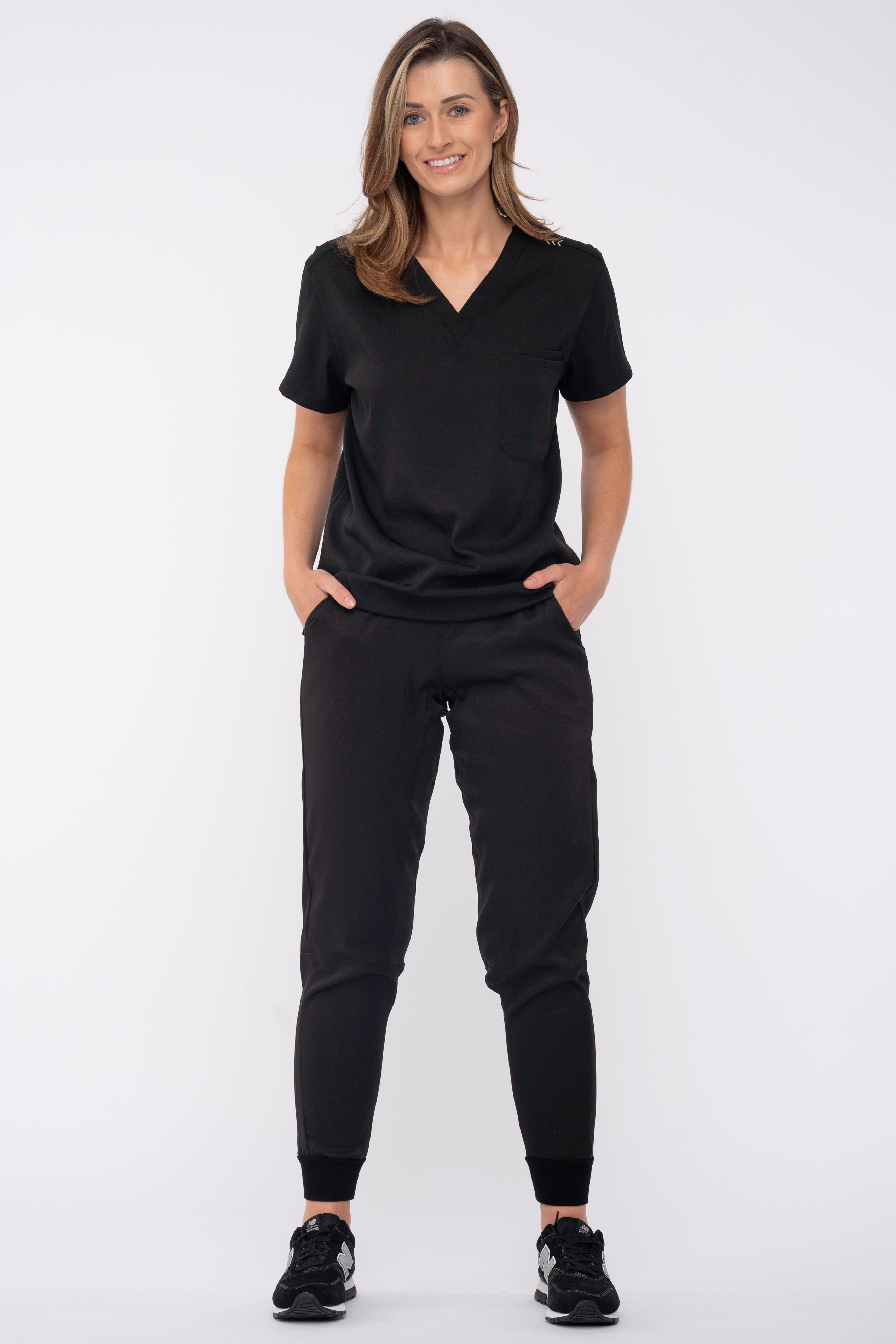 Bokeh Chest Pocket Scrub Top Midnight Black