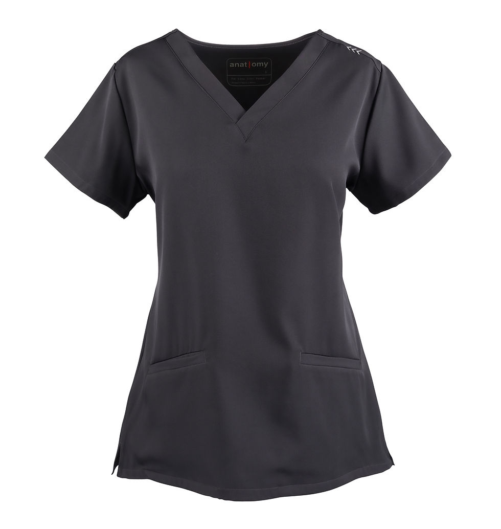 Thumbnail: Ren Fitted Two Pocket Scrub Top Graphite Blue
