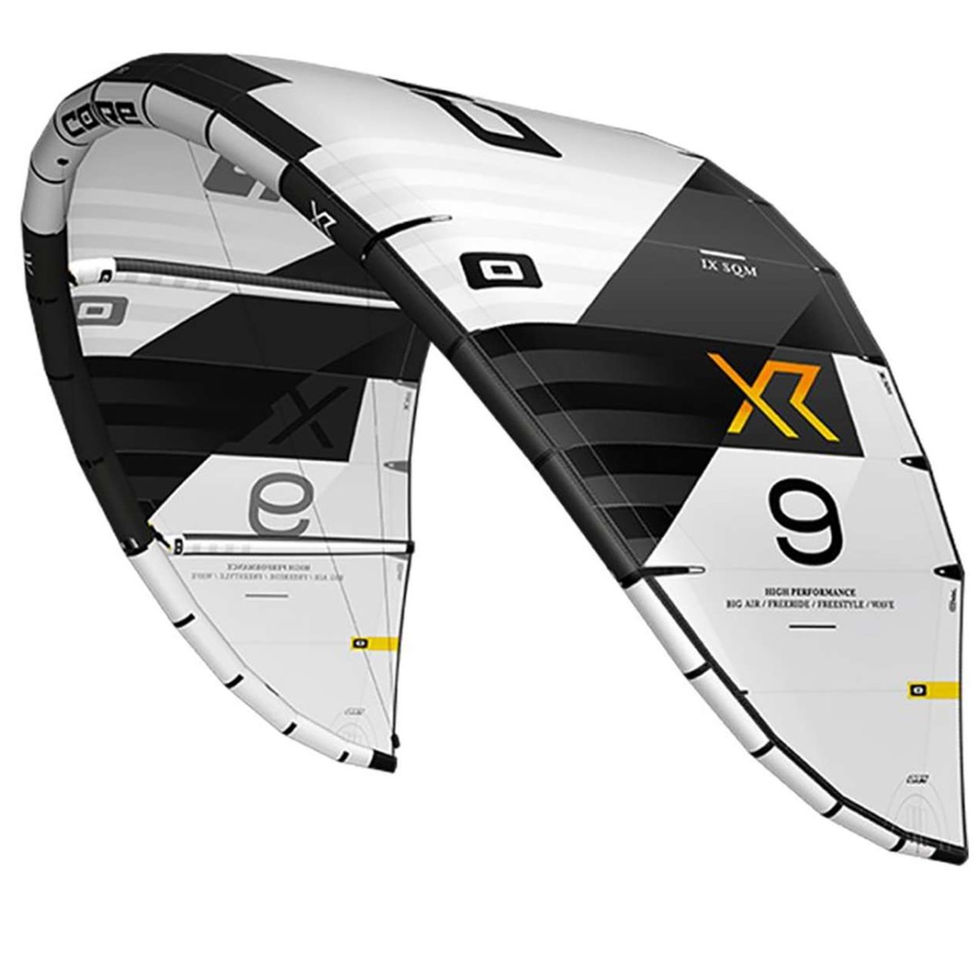 Ozone X9 kitesurfing kite, black and white