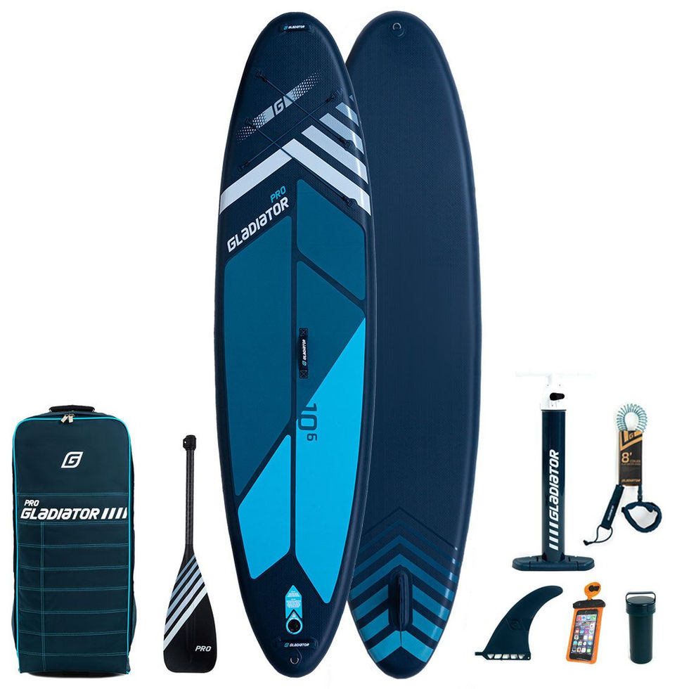 Blue inflatable SUP board package
