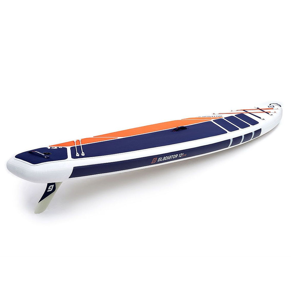 Inflatable kitesurf board, blue and orange