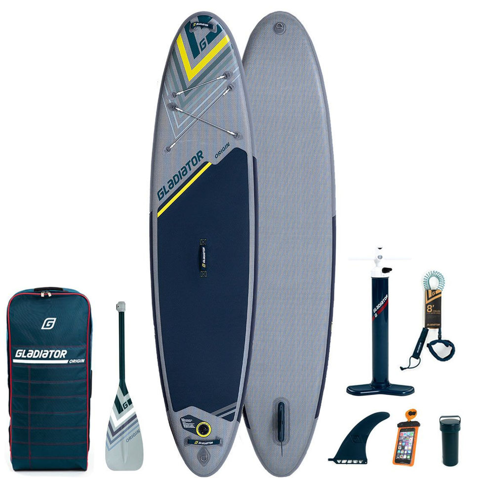 Blue inflatable SUP board package