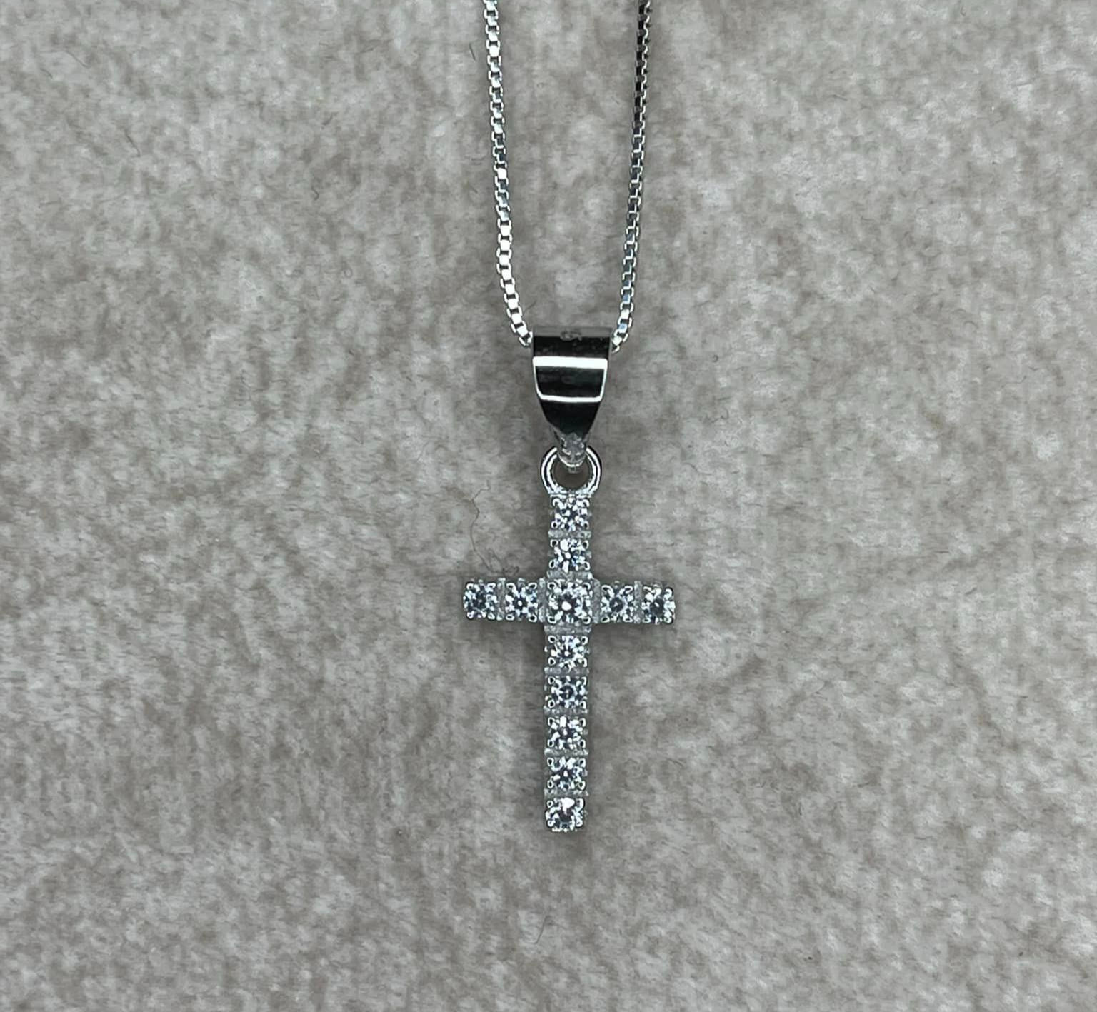 Silver Cross with Zircon Stones