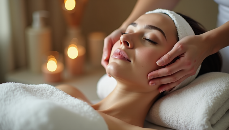 Vue en gros plan d’un soin visage relaxant dans un spa à Montréal