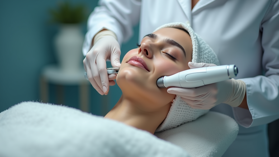 Close-up view of a radiofrequency device used for skin treatment