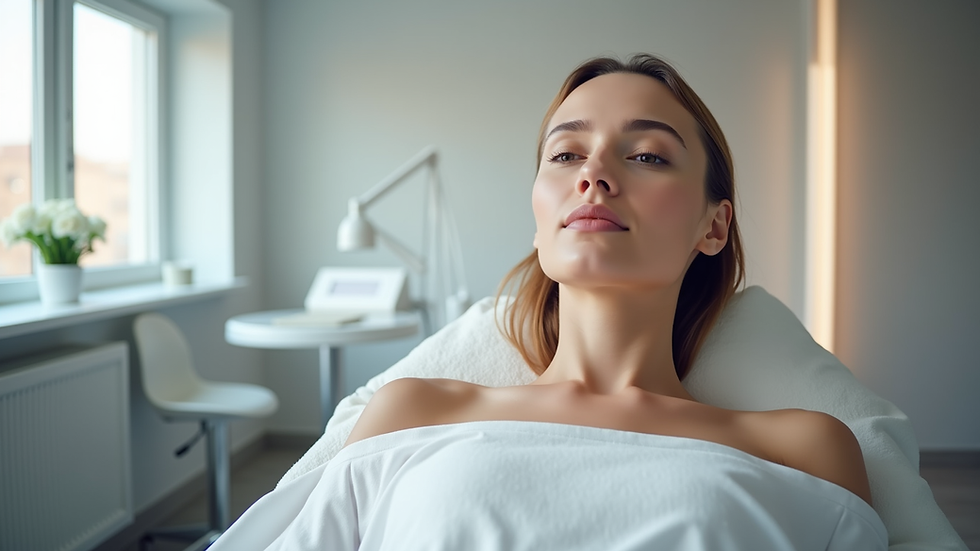 Eye-level view of a modern clinic room prepared for skin tightening treatment