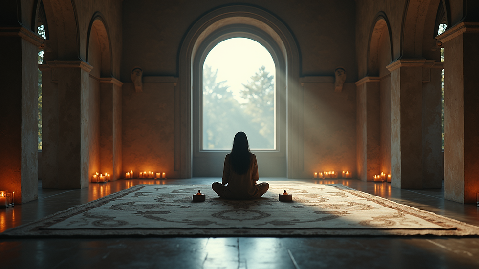Eye-level view of a tranquil space for meditation and spell casting