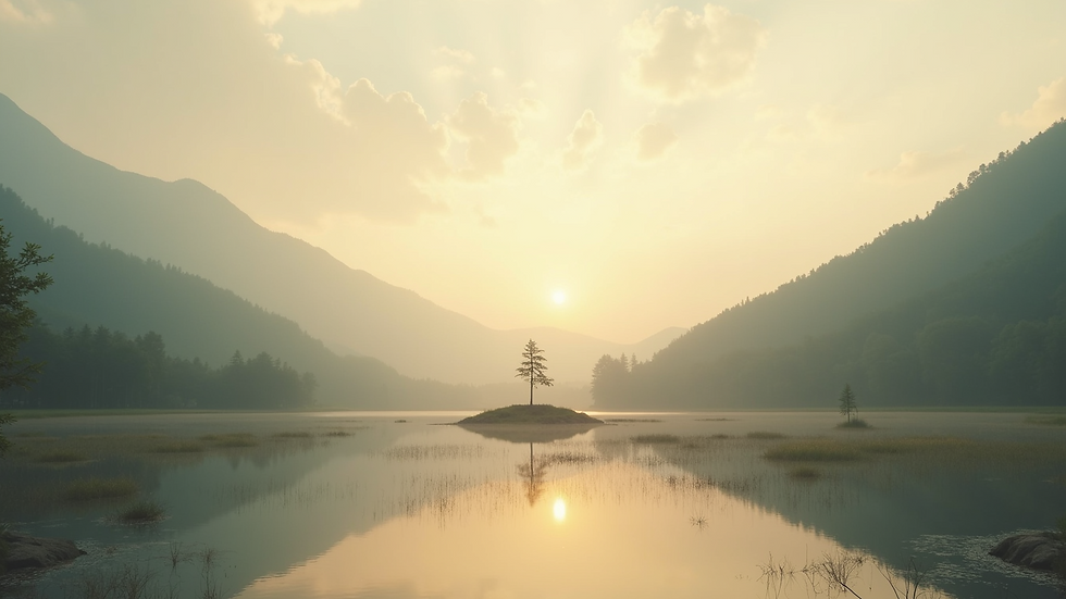 Eye-level view of a serene landscape symbolizing peace and balance