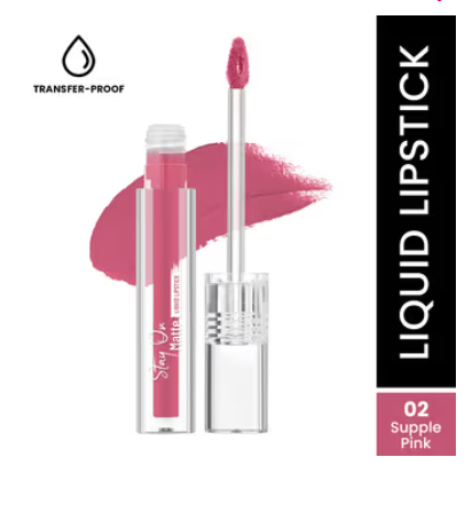 Swiss Beauty Stay On Matte Liquid Lipstick - 16 Knockout Pink (2g)