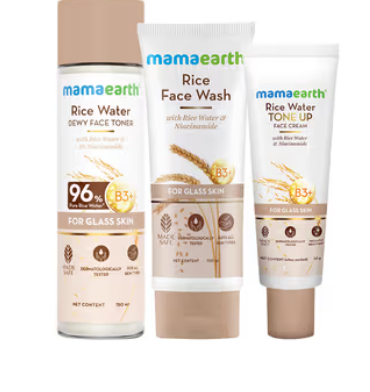 Mamaearth Glow Set with Rice water & Niacinamide:Face Wash,Toner & Cream for Eve