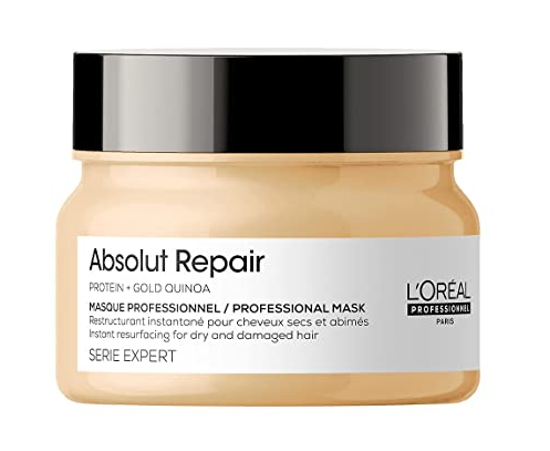 L’Oréal Professionnel Absolut Repair Hair Mask, 250gm | Hair Repair Mask for Dry and Damaged Hair with Protein & Gold Quinoa