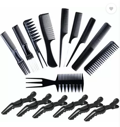 Rauub Set of 10 Pcs Hairdressing Barber Combs and hair clips