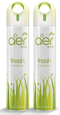 Godrej aer Spray | Room Freshener for Home & Office - Fresh Lush Green | Pack of 2 (220 ml each)| Long-Lasting Fragrance