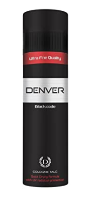 Denver Black Code Cologne Talc - 300 gm | Scented Talcum Powder for Men