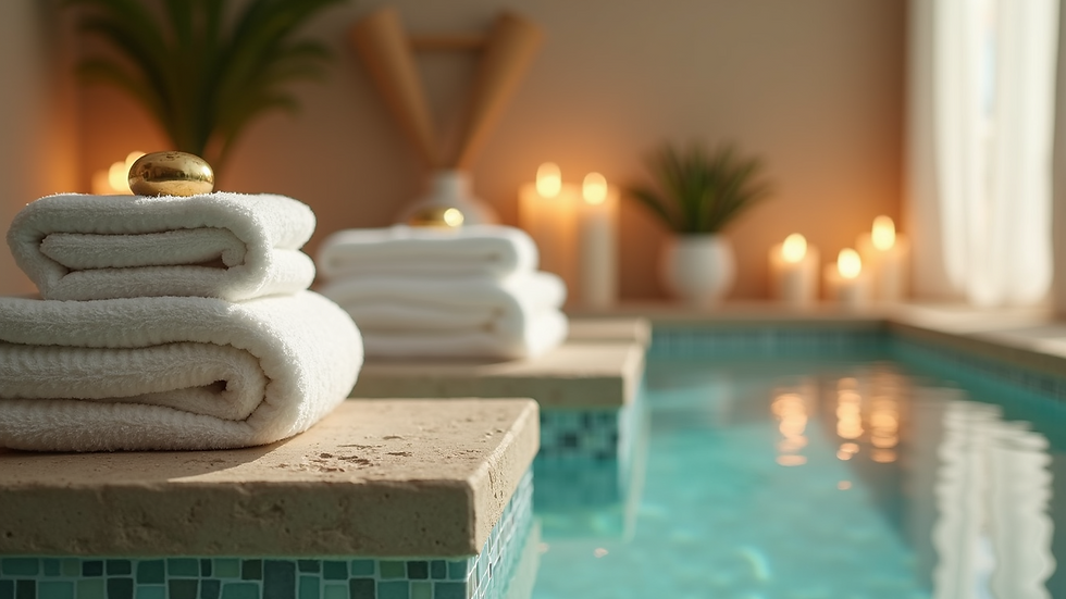 Close-up view of a beautiful and serene spa setup