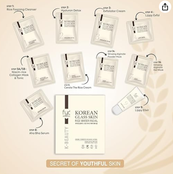 Thumbnail: Korean Glass Skin Rice Water Facial Kit – 9 Step Brightening (183g)