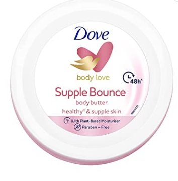 Dove Body Love Supple Bounce Body Butter Paraben Free, 48Hrs Moisturisation with Plant based Moisturiser Supple and Healthy S