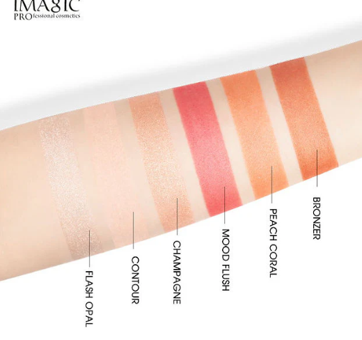 IMAGIC PROfessional 6 Color Highlight & Blush & Contour Palette (FA-126) 24g