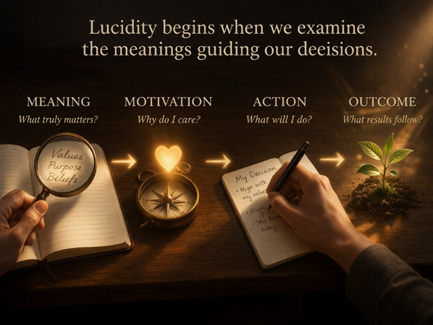 Lucidity begins when we examine the meanings guiding our decisions.