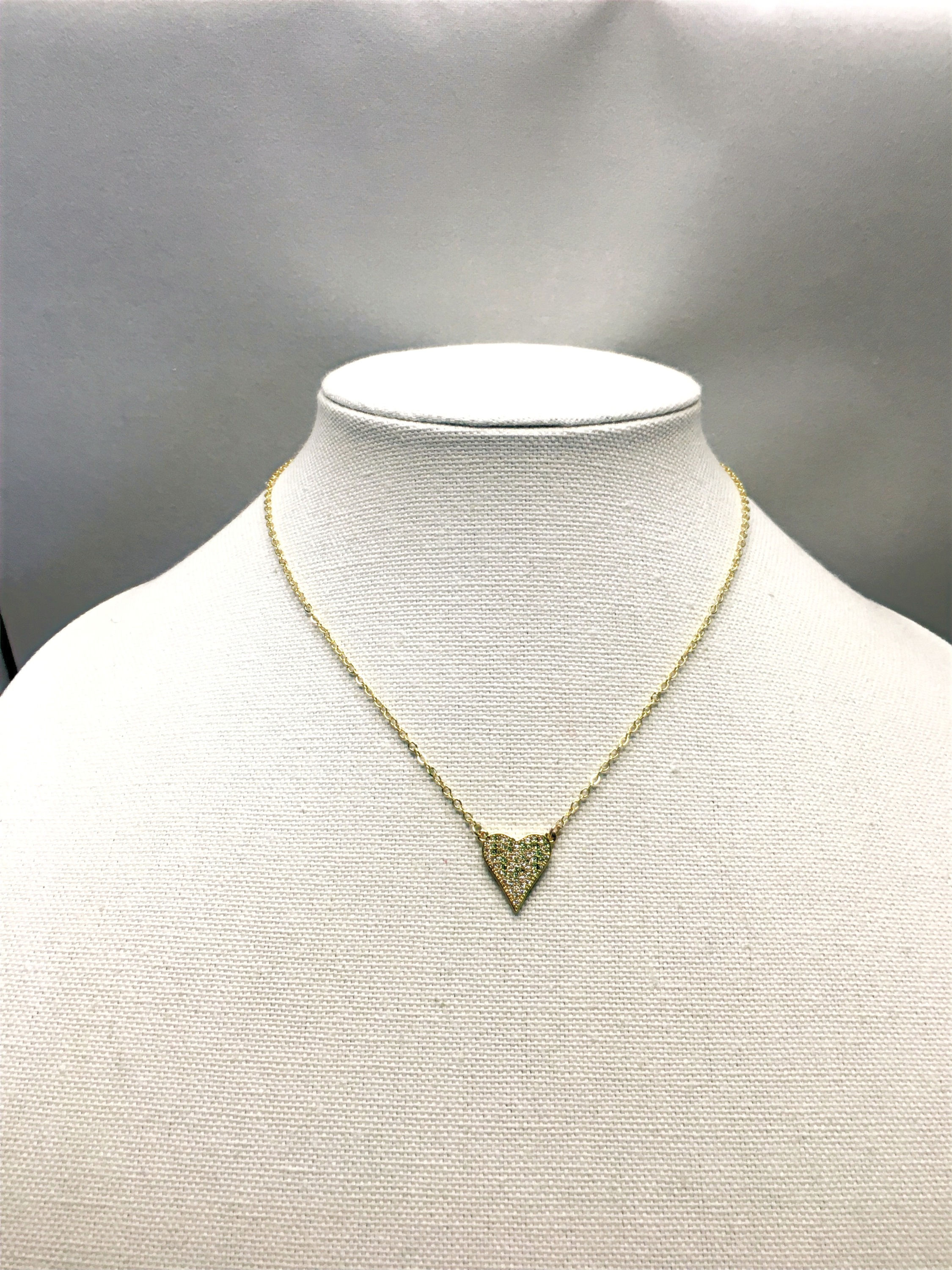 Gold Necklace with CZ Heart