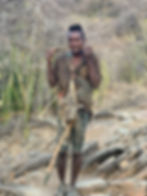 Hadzabe man with an arrow in Lake Eyasi, Tanzania