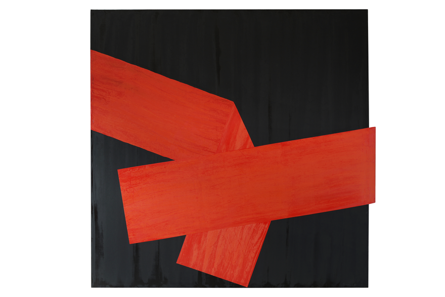 Toile tableaux art contemporain moderne rouge noir triptyque bois cordes puissant incroyable