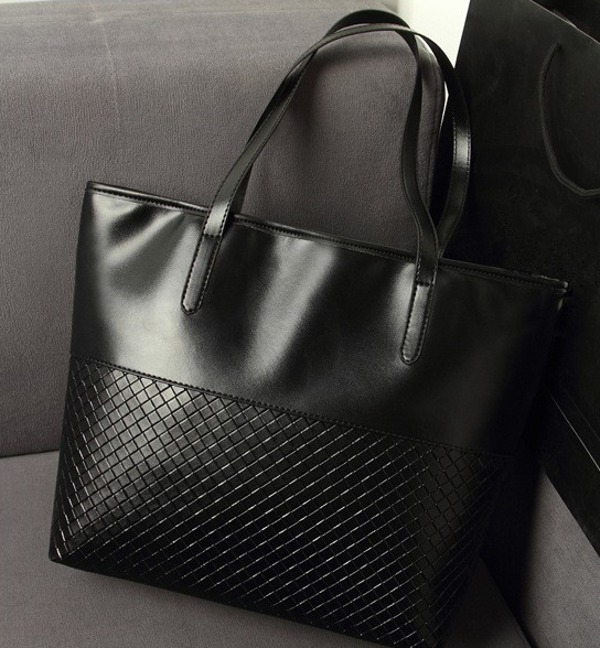 Küçük resim: knitting black medium handbags