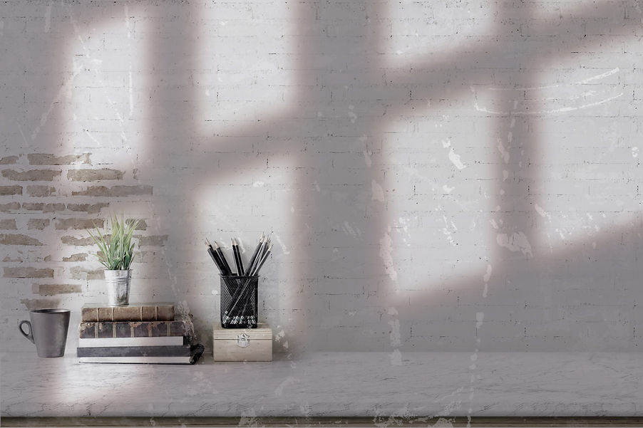 Mock up _ Stylish minimalistic white marble table workplace with supplies, house plant_edi
