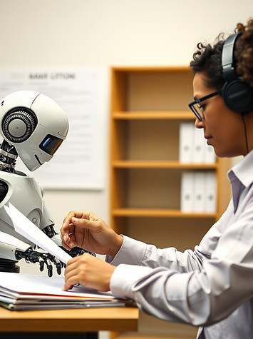 a robot and human reviewing documents.jpg