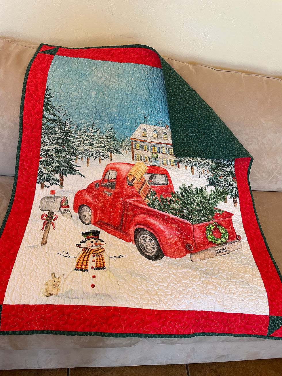 Thumbnail: Red Farm Truck Wall Hanging w/green backing