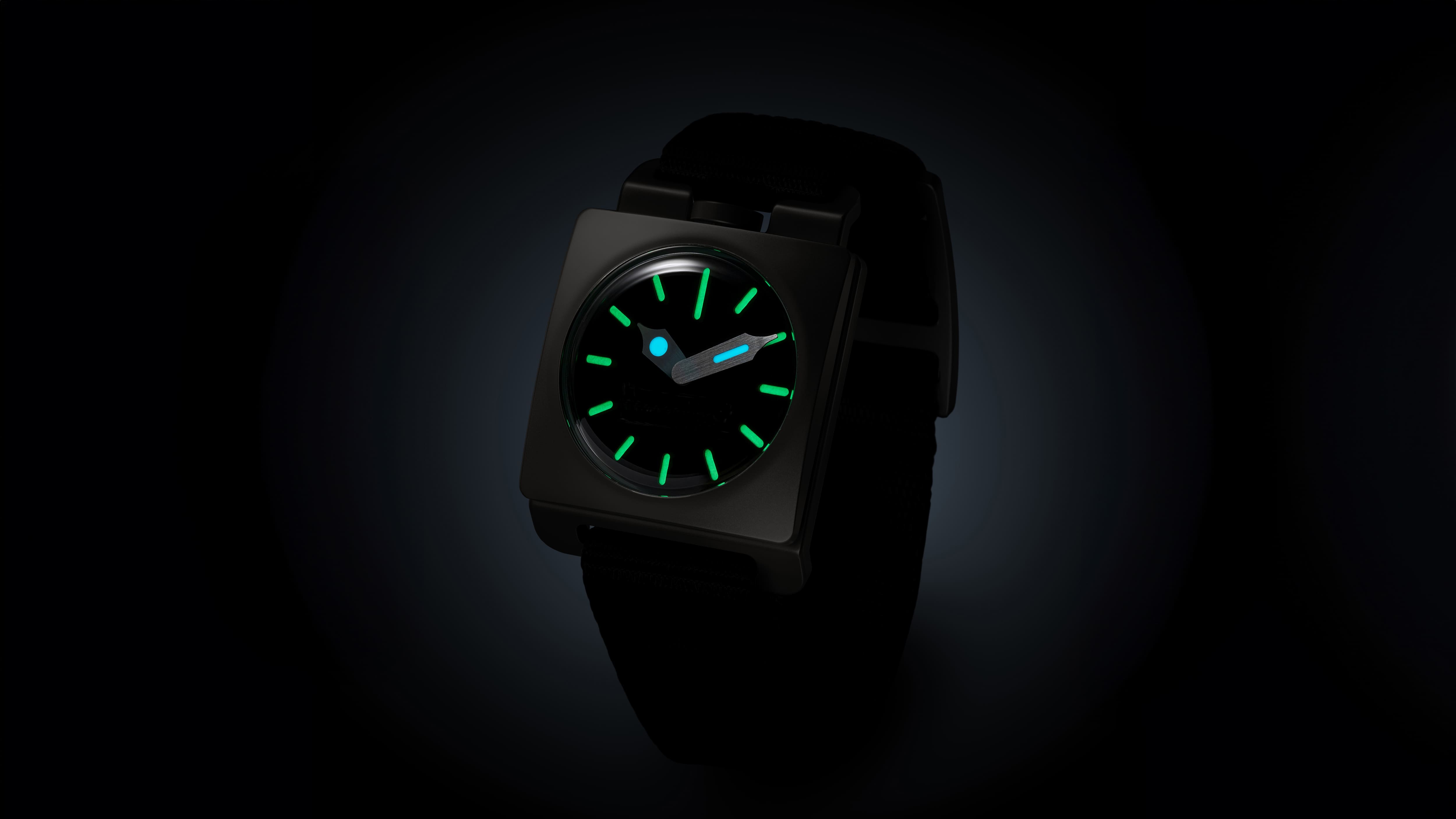 Watch lume glowing in the dark