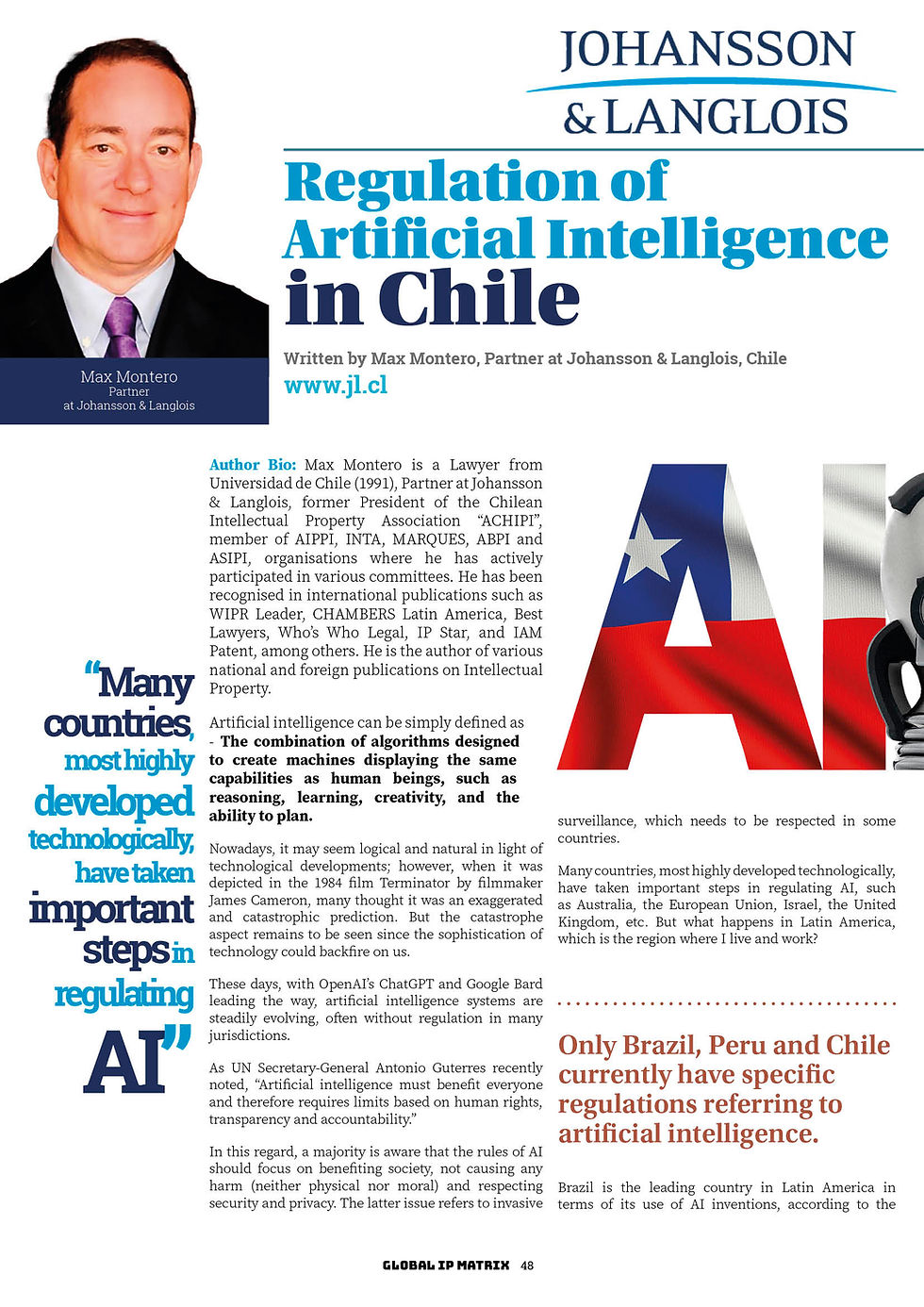 Regulation of Artificial Intelligence in Chile By Max Montero